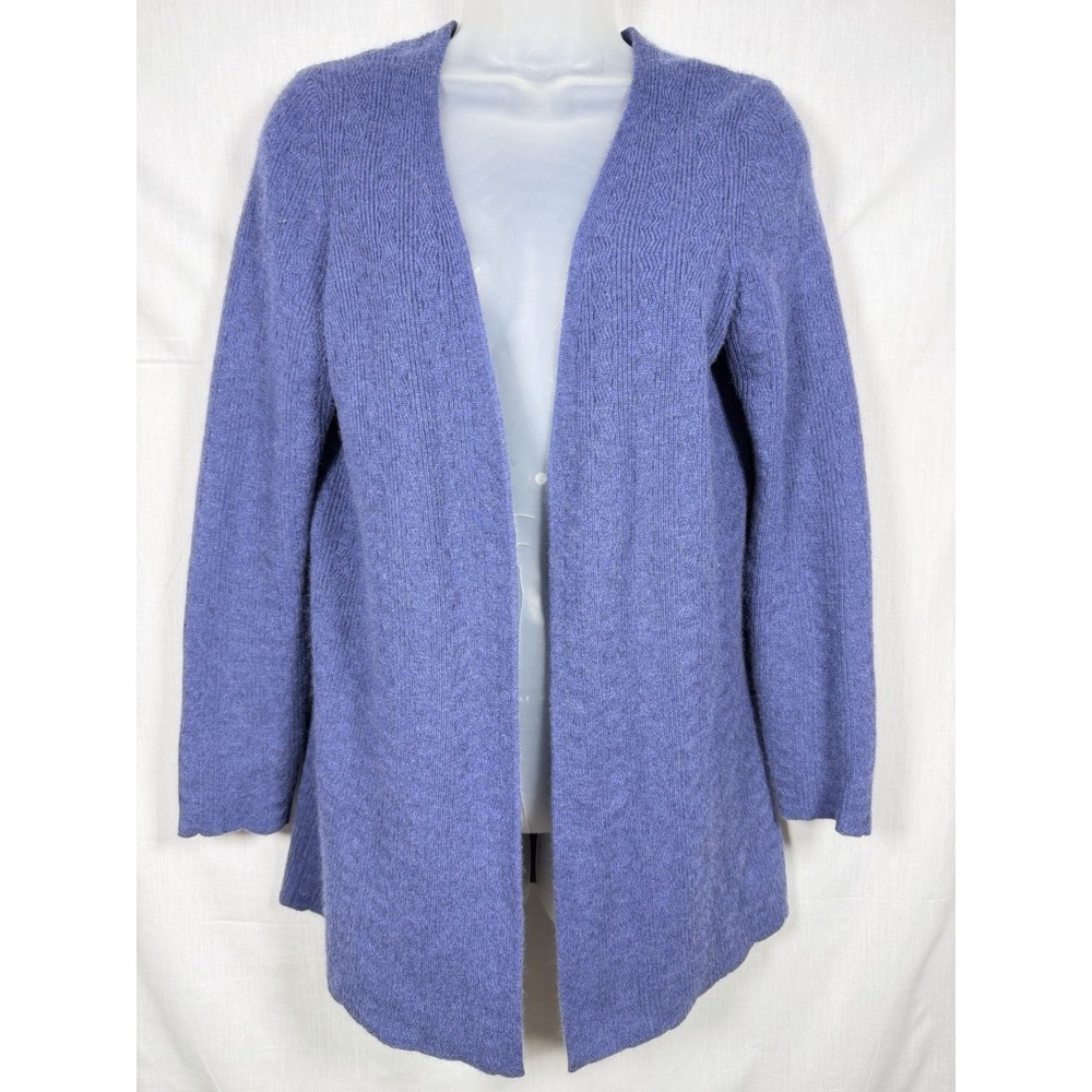 Sutton Studio‎ 100% Cashmere Open Front Cardigan Sweater Blue Medium Luxury